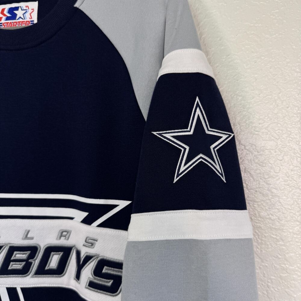 Dallas Cowboys Sweater Men Small Starter NFL Crewneck Fleece Pullover Sweatshirt - Picture 8 of 12